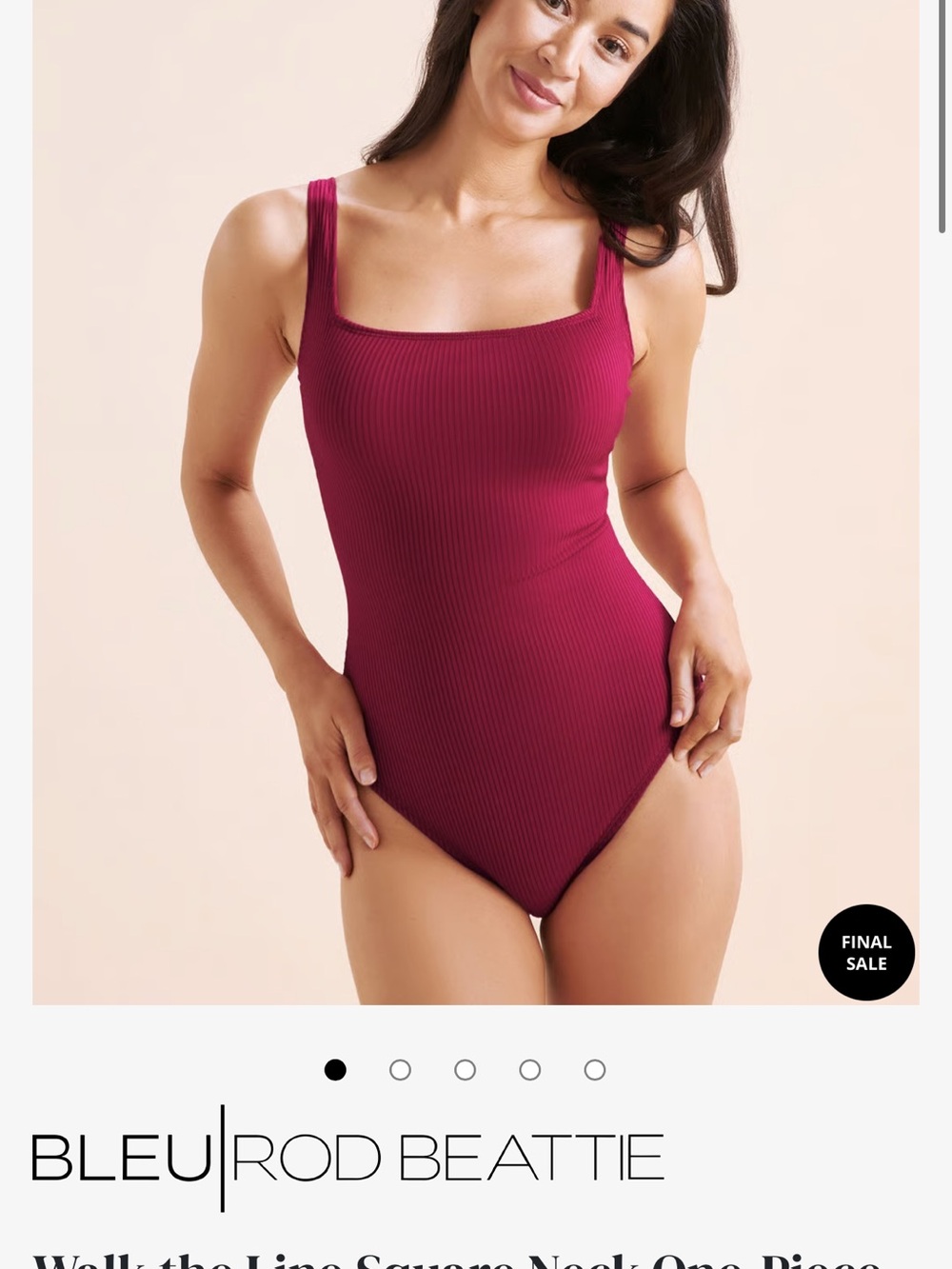 Bleu Rod Beattie Ribbed Square-Neck One-Piece in Berry